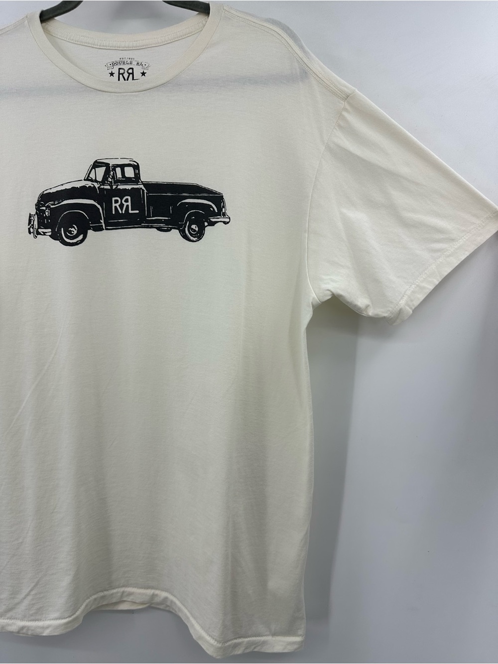 RRL Double RL Ralph Lauren Cream Short-Sleeve Tee with Black Truck Graphic - Picture 3 of 10
